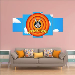 Looney Tunes Bugs Bunny Poster,kariert 5 Teile Leinwand Wandkunst