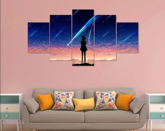 Your Name poster, anime 5 pieces canvas art
