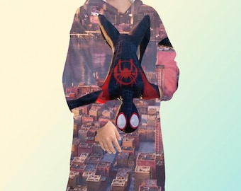 Sudadera con capucha tipo manta de Spider-Man: Un nuevo universo, sudadera polar extragrande, unisex