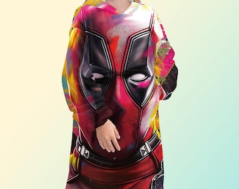 Sudadera con capucha y manta de Deadpool, polar extragrande, unisex
