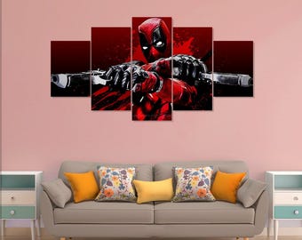 Deadpool movie poster, 5 pieces canvases wall art
