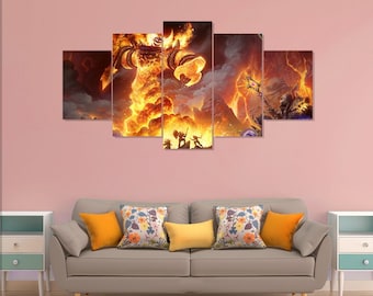 World of Warcraft poster, gaming Wow 5 pieces canvas art