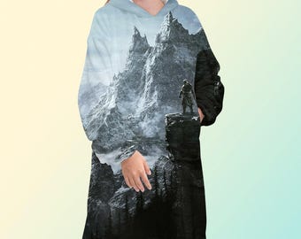 Sudadera con capucha estilo manta de Skyrim, sudadera polar extragrande, unisex