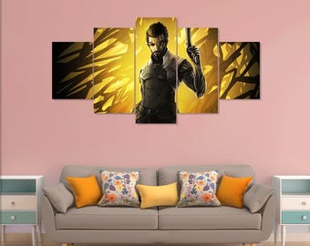 Deus Ex poster, gaming 5 pieces canvas wall art