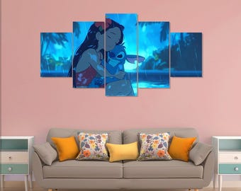Lilo and Stitch poster, movie 5 pieces canvas wall art