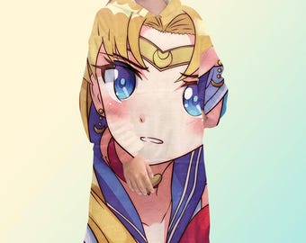Sudadera con capucha tipo manta de Sailor Moon, sudadera polar extragrande de chica anime