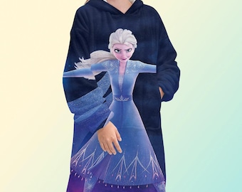 Frozen Elsa blanket hoodie, oversize fleece sweatshirt, Unisex