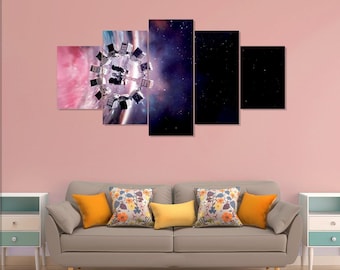 Interstellar poster, movie 5 pieces canvas wall art