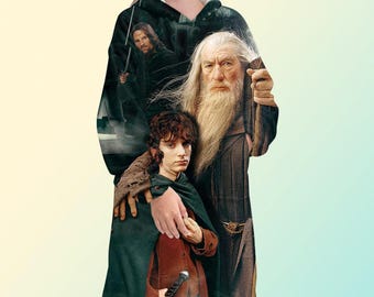 Sudadera con capucha tipo manta de El Señor de los Anillos, Gandalf, Frodo, talla grande, unisex