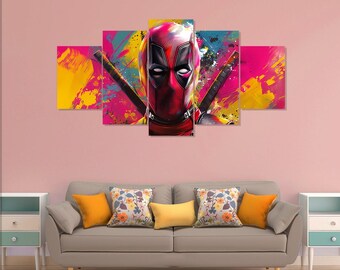 Deadpool movie poster, 5 pieces canvases wall art