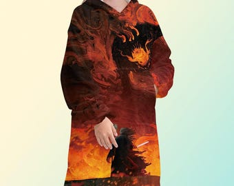 Sudadera con capucha y forro polar extragrande de El Señor de los Anillos: Gandalf vs. Balrog