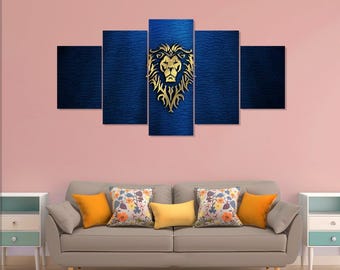 Póster de World of Warcraft, Alianza, juego, arte de pared en lienzo de 5 piezas