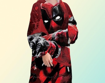 Deadpool blanket hoodie, oversize fleece, sweatshirt, Unisex