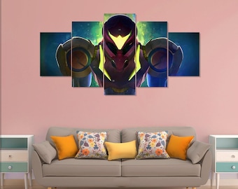 Metroid poster, gaming 5 pieces canvas wall art