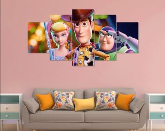 Póster de Toy Story 4, Woody y Buzz Lightyear, 5 piezas de arte en lienzo