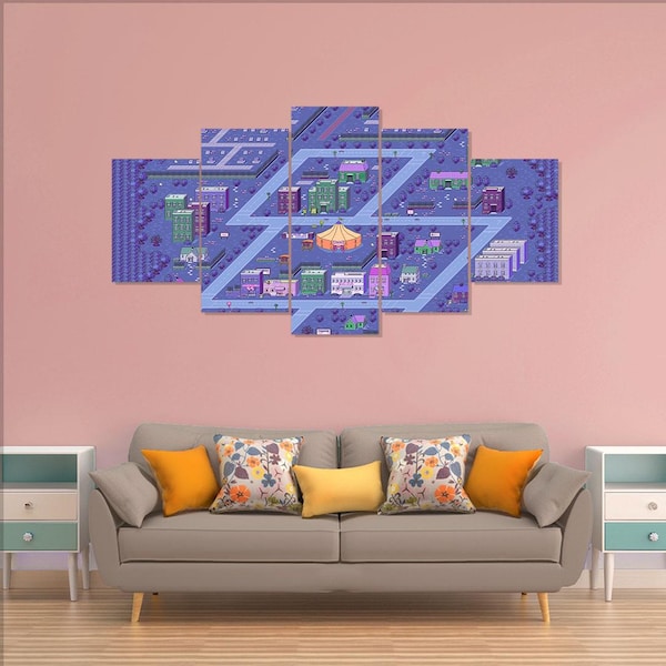 Earthbound poster, gaming 5 pieces canvas wall art