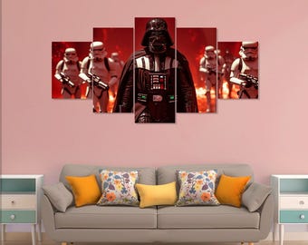 Star Wars Darth Vader poster, movie 5 pieces canvas wall art