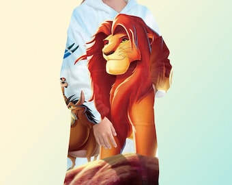 Lion King blanket hoodie, oversize fleece sweatshirt, Unisex