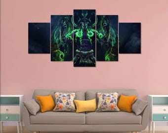 World of Warcraft Poster, Gaming Illidan Stormrage 5 Teile Leinwandkunst