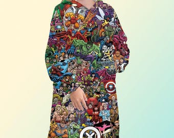 Sudadera con capucha y manta de Marvel, sudadera polar extragrande, unisex, Spiderman, Hulk, Capitán América