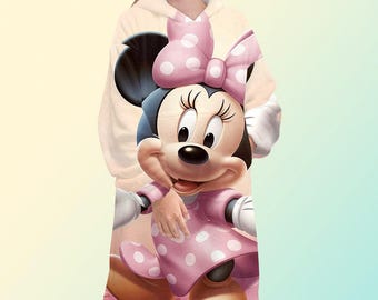 Minnie Maus Decke Hoodie, Oversize Fleece Sweatshirt, Unisex