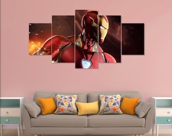 Póster de Iron Man, película Los Vengadores, 5 piezas de lienzo para pared