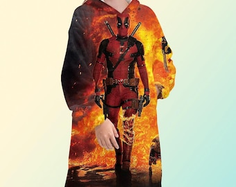 Sudadera con capucha y manta de Deadpool, polar extragrande, unisex