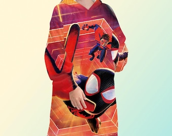 Spider-Man Across the Spider-Verse blanket hoodie, oversize fleece sweatshirt, Unisex