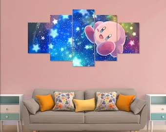 Kirby poster, gaming 5 pieces canvas wall art