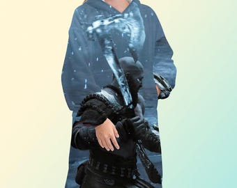 Sudadera con capucha y manta de God of War Ragnarok, polar extragrande, sudadera
