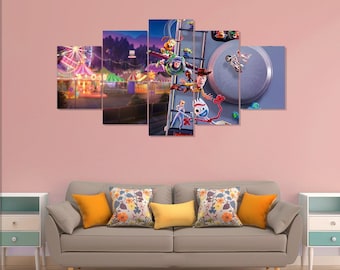 Póster de Toy Story 4, Woody y Buzz Lightyear, 5 piezas de lienzo para pared