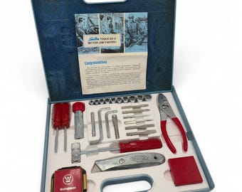 Vintage Westinghouse Tool Set – Complete Red Handle Tool Kit, Blue Case