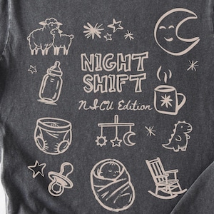 Comfort Colors NICU Nurse Night Shift Doodles T-Shirt | Neonatal Intensive Care Unit RN Tee