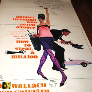 Auténtico, vintage 1966, original, litografía, cartel de la película de tamaño natural "Cómo robar un millón" Propiedad de NSS #66/215 .