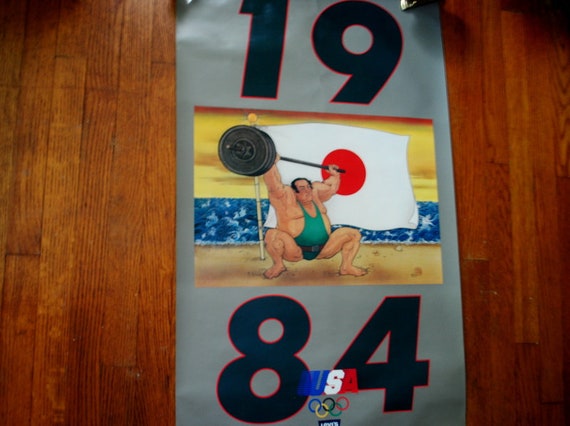 Awesome Vintage 1984, Original, Lithograph, Olympic, Advertising , Levi's  Pants Weigh Lifter Poster. Japan. -  Canada