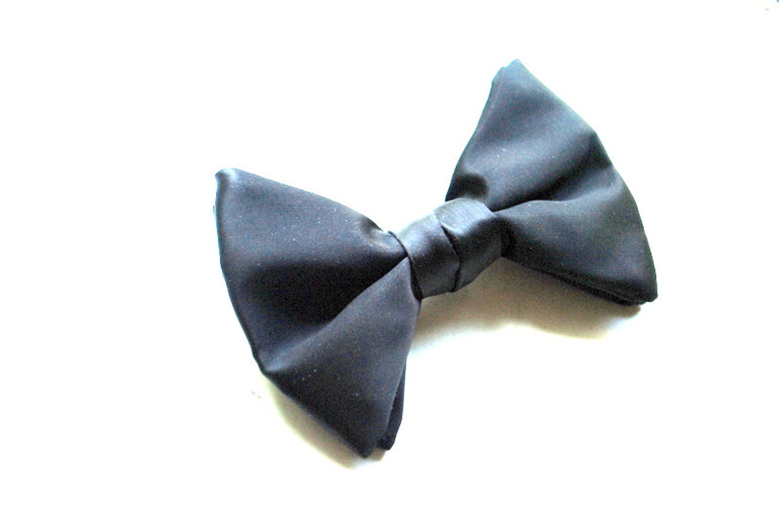 Wedding Vintage 50s Black Satin Double Bowtie With a Metal | Etsy