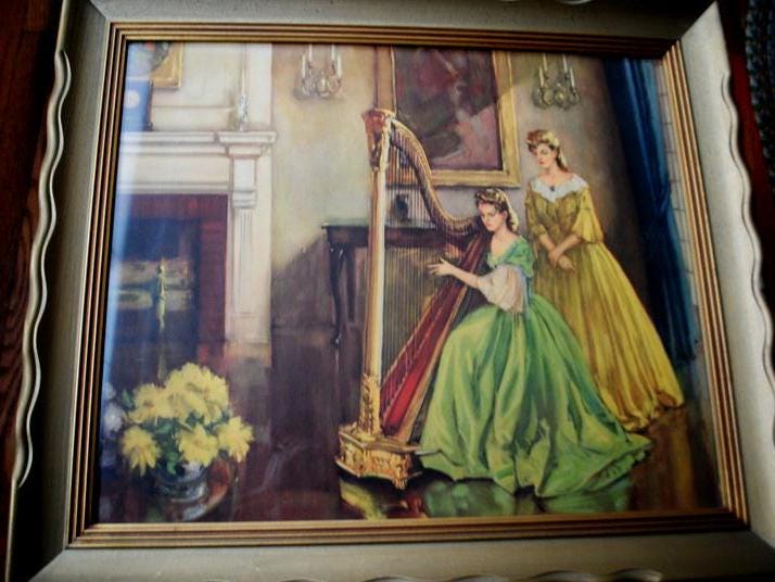 1940 Vintage , Victorian Lithograph, Large Art Print 