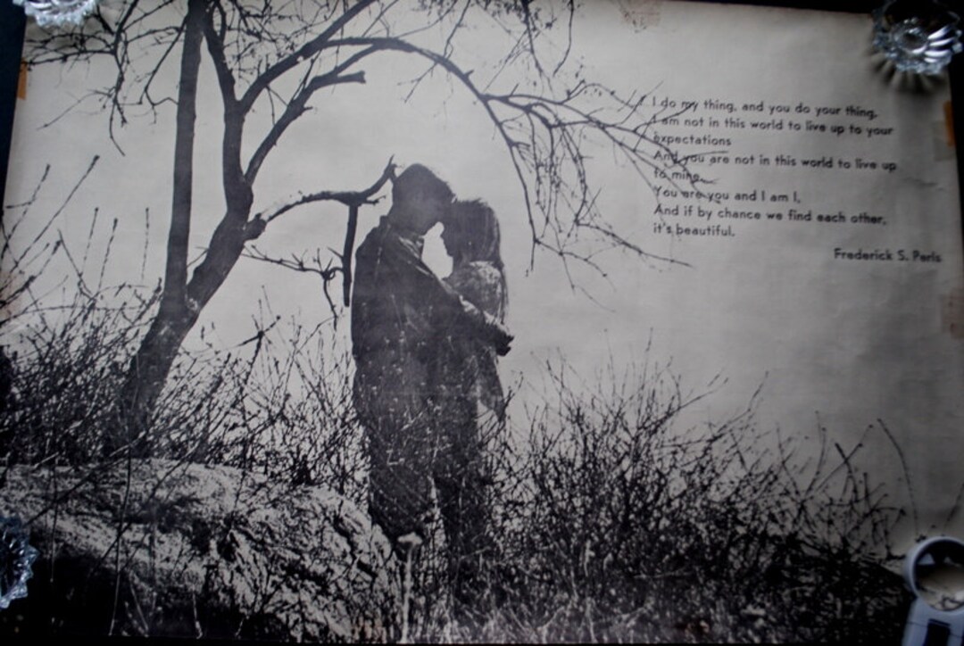 Love Relationship Vintage 1970 Original, Black and White Poster - Main Image