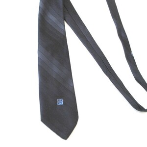 Luxurious vintage 80s dark navy blue polyester necktie with a light blue logo. Made by Givenchy. image 4