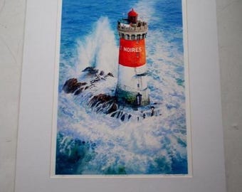 1990  nautical lithograph , watercolor art print  "Ocean  Sentinel II"  limed edition, signed  by Charles  Passarelli (American , 1931-)