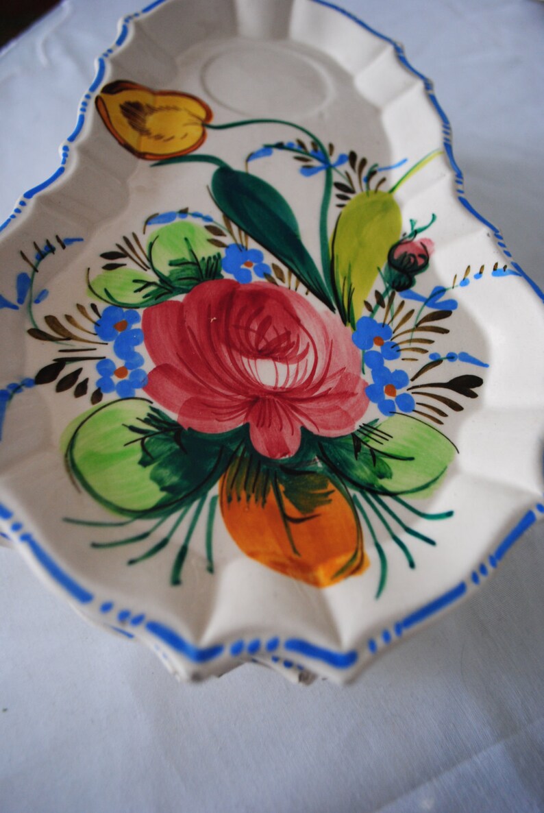 Vintage 50s ceramic set of the seven snack plate with a hand Etsy