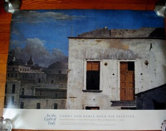 1996 vintage , tentoonstelling poster "In het licht van Italië, Corot en vroege open lucht schilderen.'' National Gallery of Art, Washington.