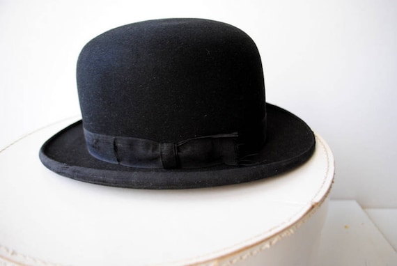 Vintage 1930’s Black Felt Hat with Stud Accent Vintage Riding Hat Black Size 7.25”bowler fur Felt Hat | eBay main image 3
