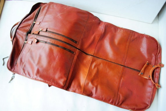 Awesome Vintage 1980 Rust Brown Genuine Leather Suiter Bag Luggage Carry on Travel Garment. Made by Land. Etsy UK