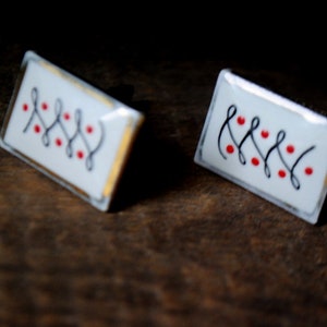 Boutons De Manchette Design Années 50 - Porcelaine Victoria Flemming, Thème Asiatique, Occasion