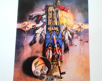 1989 vintage, Native  American , lithograph  art print" Peace and Prosperity" by Lisa Dannielle.