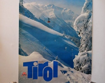 Vintage autêntico dos anos 1970, viagens, esqui &quot;Tirol&quot;, Innsbruck. turista, grande, pôster fotográfico. Impresso na Áustria.