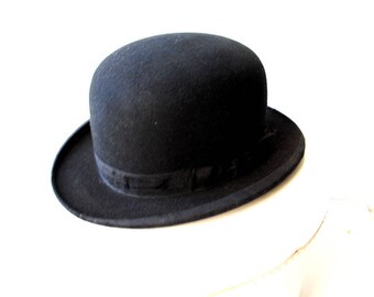 Classy Vintage 1930s, Black Wool ,derby, Bowler Men's by