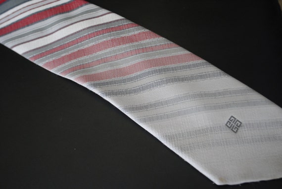 Luxurious vintage 80s pastel grey necktie with bu… - image 2