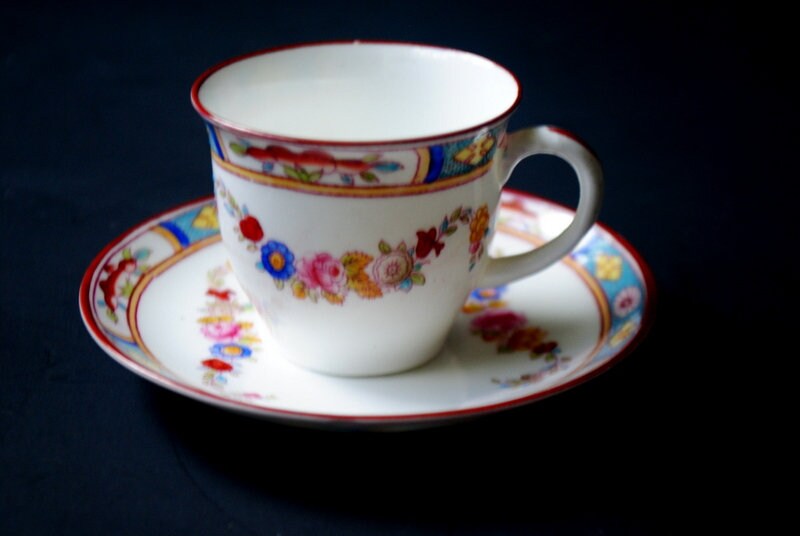 Chintz Vintage 1912 Porcelain , Demitasse Tea Set: Cup and Saucer